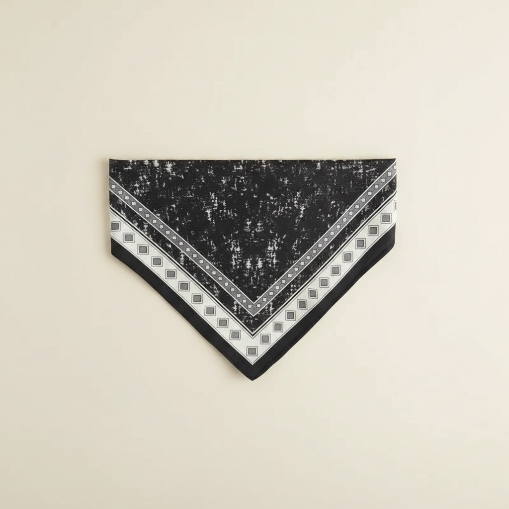 Pañuelo Cintura Bandana Negro, presentado con luz suave y estilo cuidado con acabado cuidado