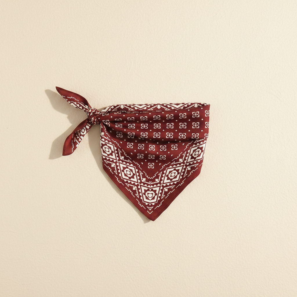 Pañuelo Cintura Bandana Rojo, presentado con luz suave y estilo cuidado con acabado cuidado