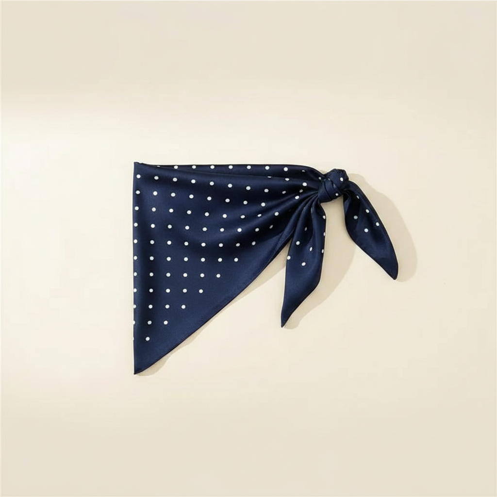 Pañuelo Cintura con Puntos Azul, presentado con luz suave y estilo cuidado con acabado cuidado