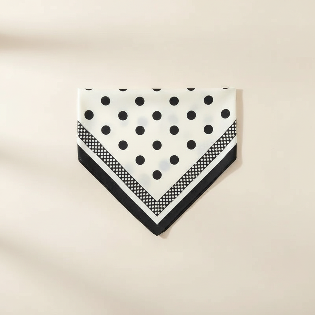 Pañuelo Cintura con Puntos Blanco, presentado con luz suave y estilo cuidado con acabado cuidado