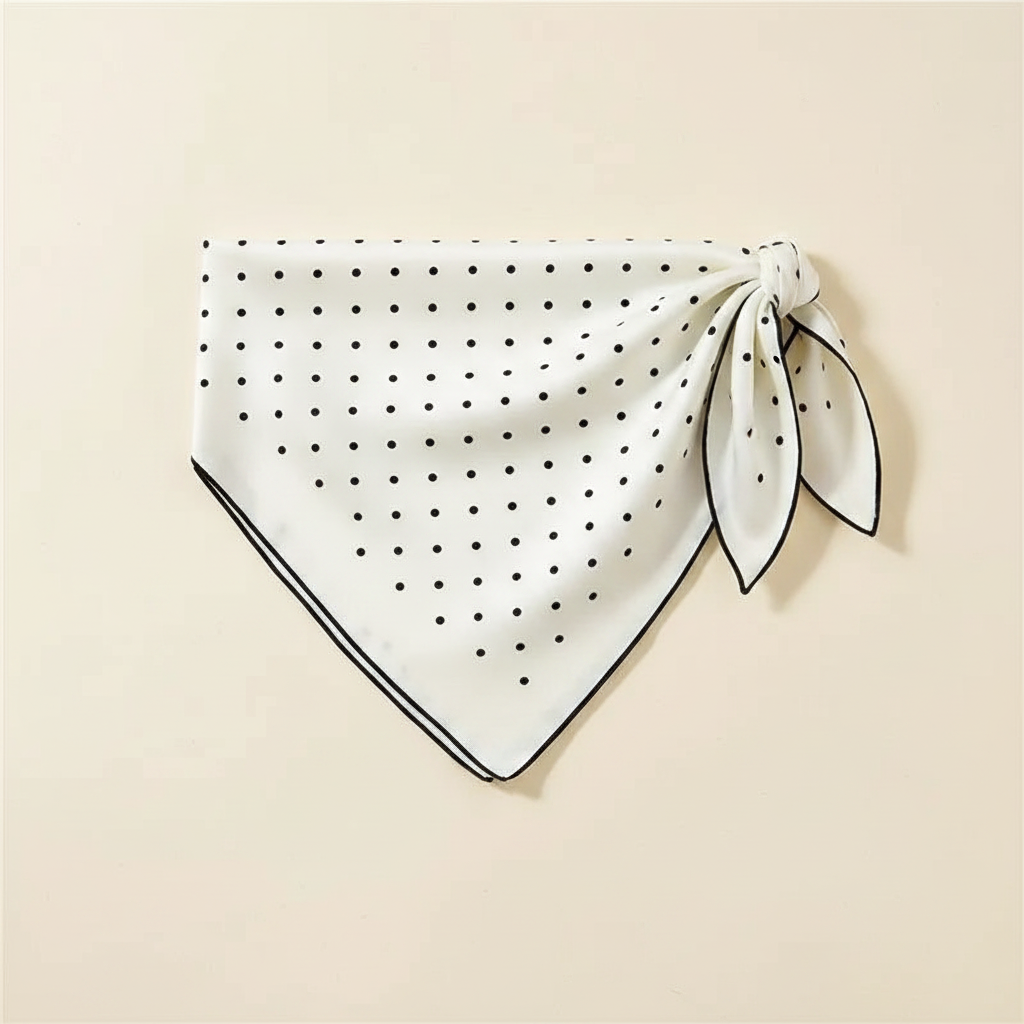Pañuelo Cintura con Puntos Blanco, presentado con luz suave y estilo cuidado con acabado cuidado