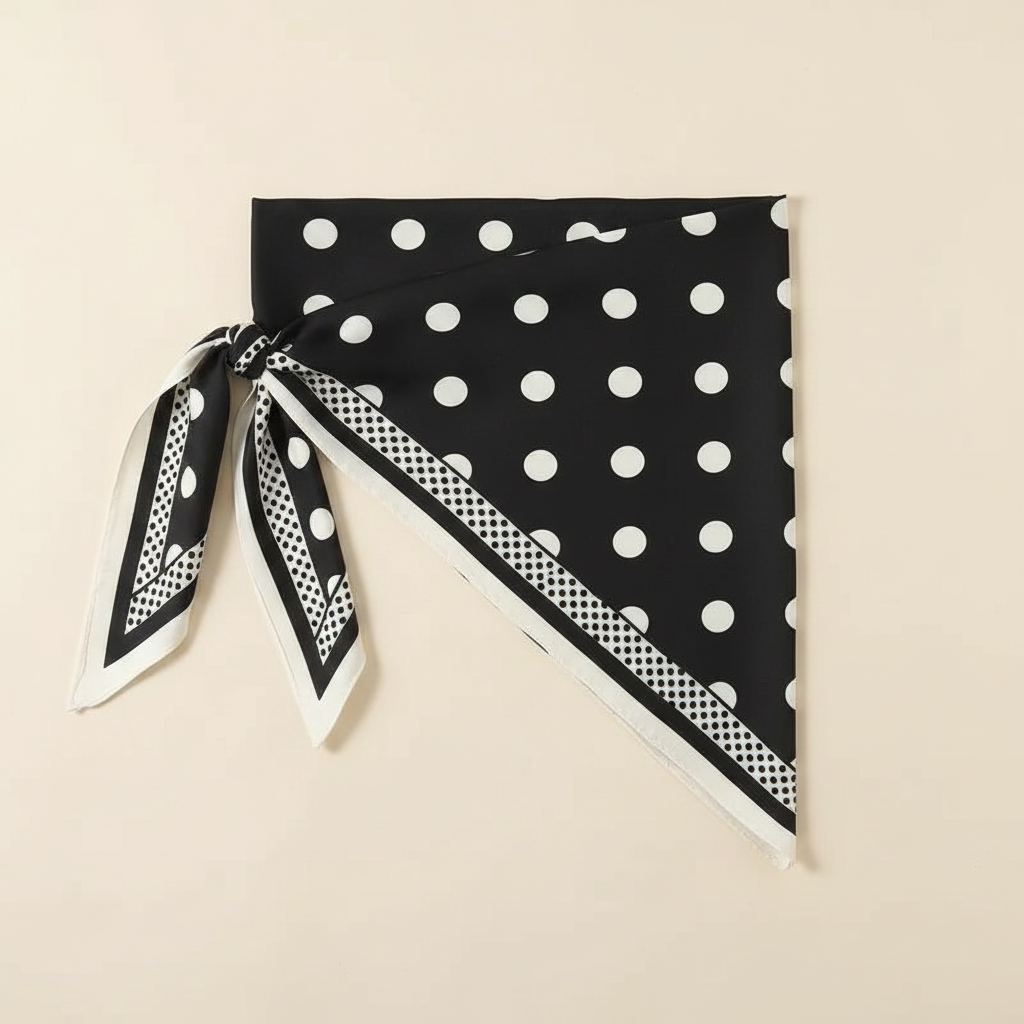 Pañuelo Cintura con Puntos Negro, presentado con luz suave y estilo cuidado con acabado cuidado