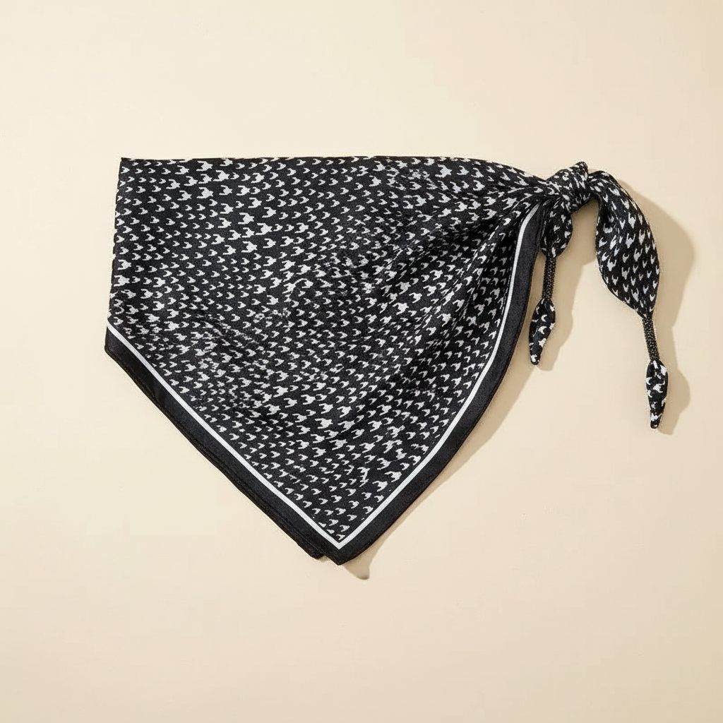 Pañuelo Cintura Floral Negro, presentado con luz suave y estilo cuidado con acabado cuidado