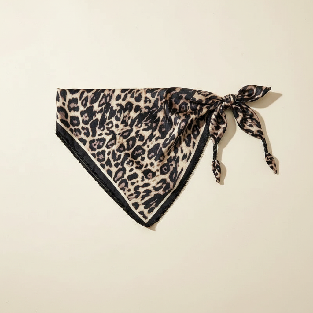 Pañuelo Cintura Leopardo Marrón, presentado con luz suave y estilo cuidado con acabado cuidado