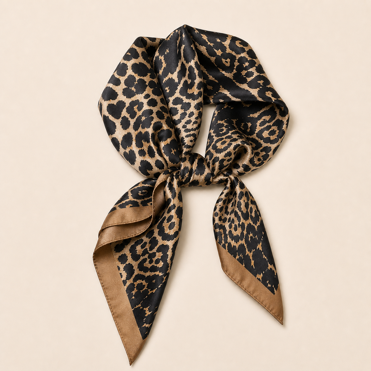 Pañuelo Negro con Estampado Animal, con una presentación cuidada y estilo elegante