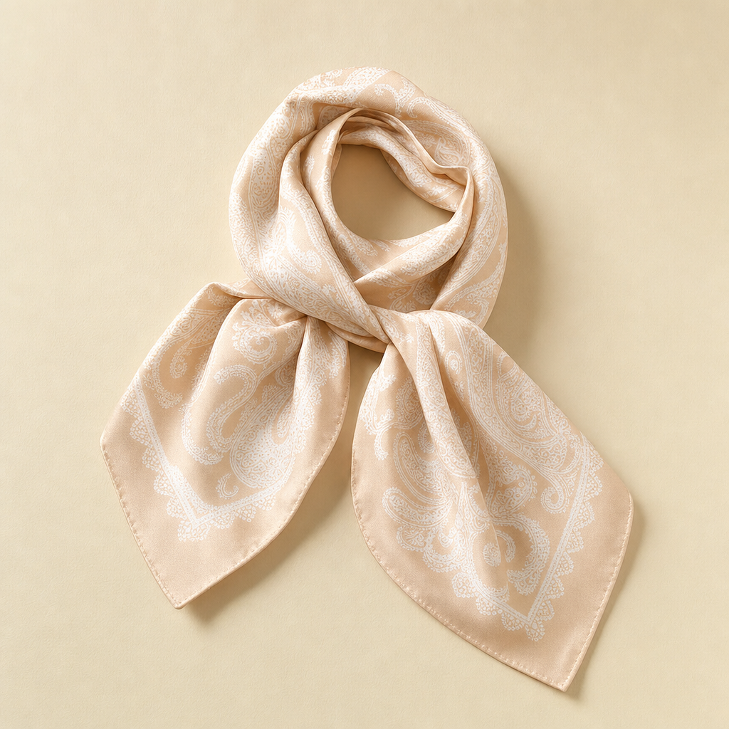 Pañuelo Paisley Beige, con detalle de tejido y acabado elegante con acabado cuidado