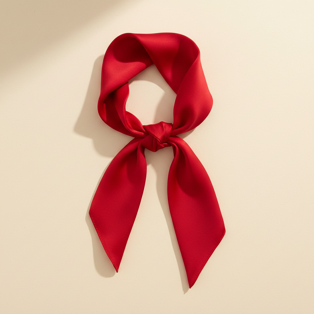Pañuelo satinado liso para mujer, presentado con aire mediterráneo y refinado con acabado cuidado
