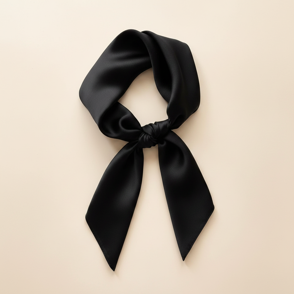 Pañuelo satinado liso para mujer, presentado con aire mediterráneo y refinado con acabado cuidado