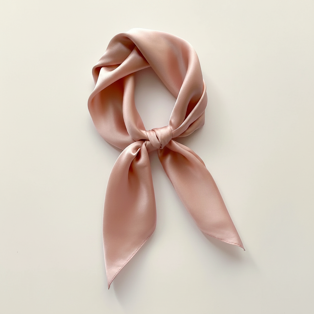 Pañuelo satinado liso para mujer, presentado con aire mediterráneo y refinado con acabado cuidado