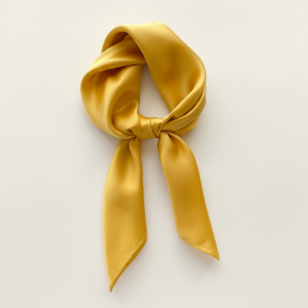 Pañuelo satinado liso para mujer, presentado con aire mediterráneo y refinado con acabado cuidado